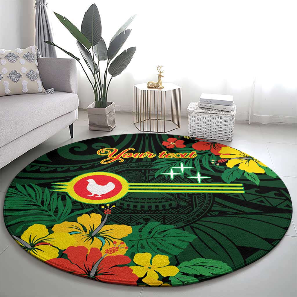 American Samoa Manu'atele Personalized Round Carpet Manua Island Hibiscus Flowers LT9 - Polynesian Pride