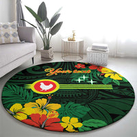 American Samoa Manu'atele Personalized Round Carpet Manua Island Hibiscus Flowers LT9 - Polynesian Pride