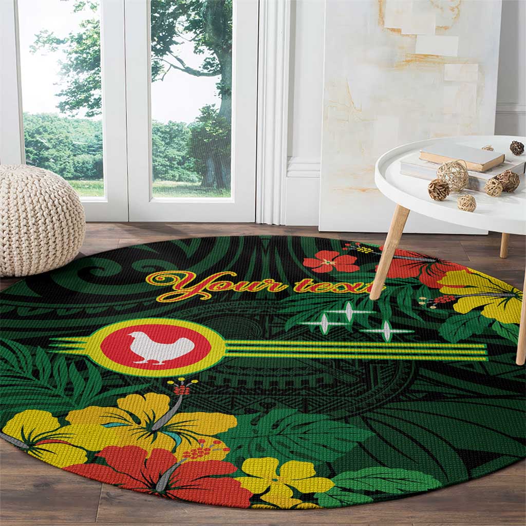 American Samoa Manu'atele Personalized Round Carpet Manua Island Hibiscus Flowers LT9 - Polynesian Pride