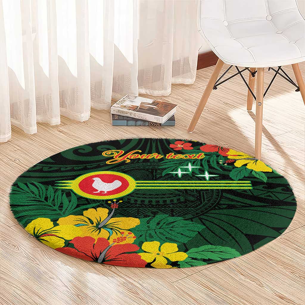 American Samoa Manu'atele Personalized Round Carpet Manua Island Hibiscus Flowers LT9 - Polynesian Pride