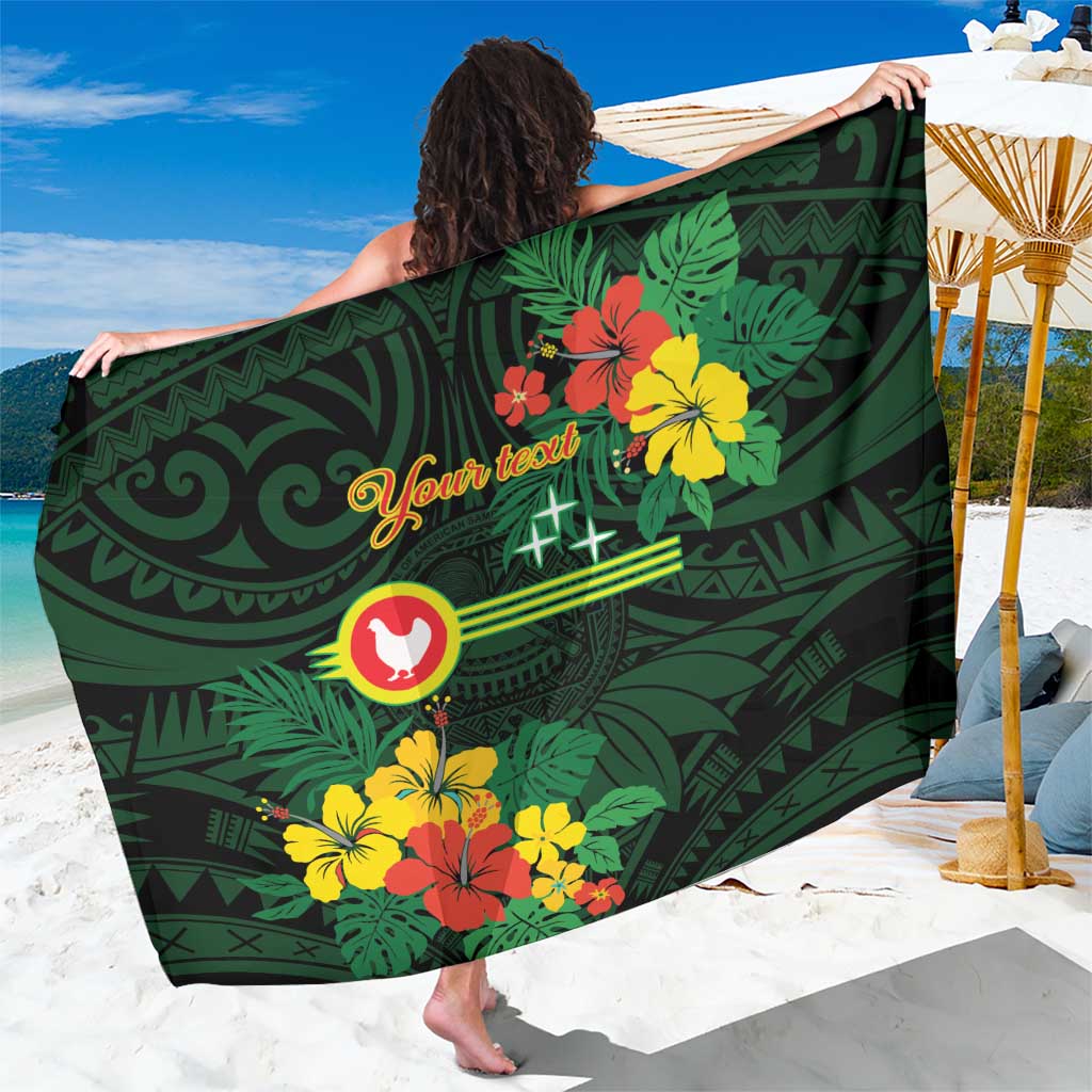 American Samoa Manu'atele Personalized Sarong Manua Island Hibiscus Flowers LT9 One Size 44 x 66 inches Green - Polynesian Pride