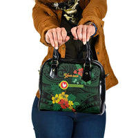 American Samoa Manu'atele Personalized Shoulder Handbag Manua Island Hibiscus Flowers LT9 One Size Green - Polynesian Pride