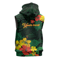 American Samoa Manu'atele Personalized Sleeveless Hoodie Manua Island Hibiscus Flowers LT9 - Polynesian Pride