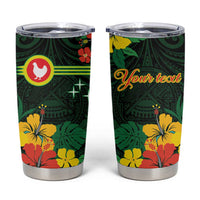 American Samoa Manu'atele Personalized Tumbler Cup Manua Island Hibiscus Flowers LT9 Green - Polynesian Pride