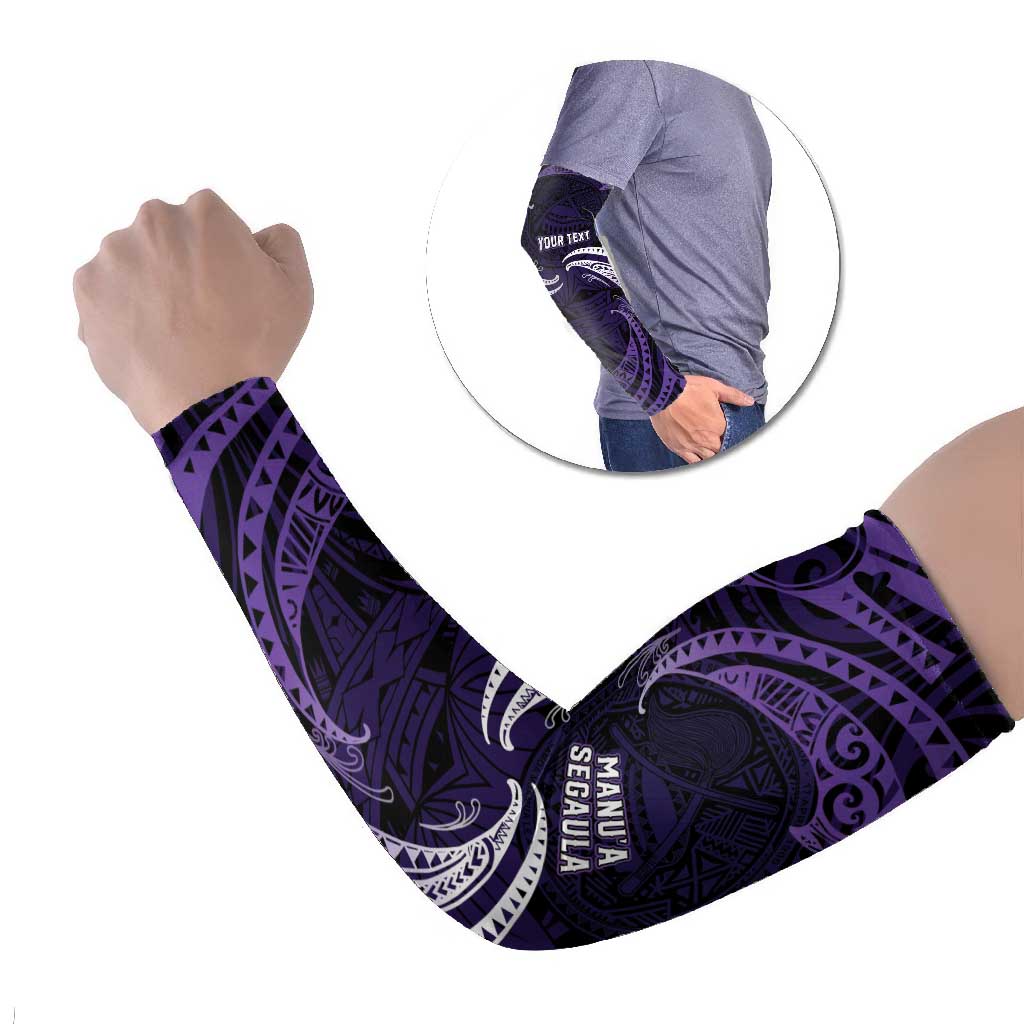 Manua Segaula American Samoa High School Personalized Arm Sleeves Polynesian Wave Style LT9 Set of 2 Purple - Polynesian Pride