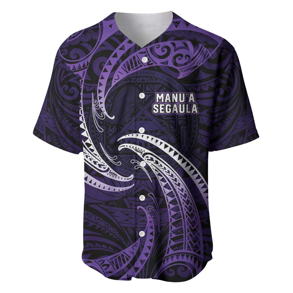 Manua Segaula American Samoa High School Personalized Baseball Jersey Polynesian Wave Style LT9 Purple - Polynesian Pride