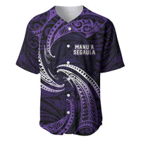 Manua Segaula American Samoa High School Personalized Baseball Jersey Polynesian Wave Style LT9 Purple - Polynesian Pride