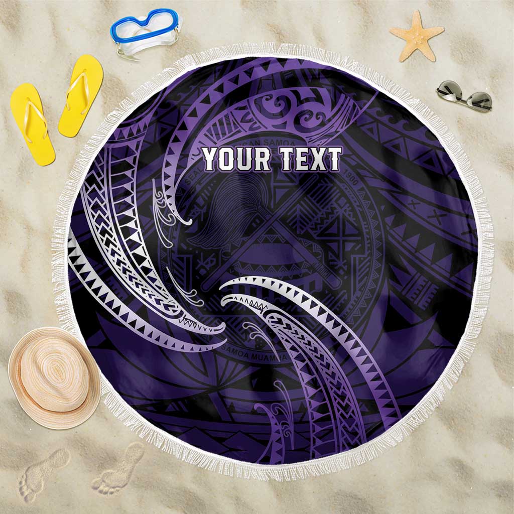 Manua Segaula American Samoa High School Personalized Beach Blanket Polynesian Wave Style LT9 One Size 150cm Purple - Polynesian Pride