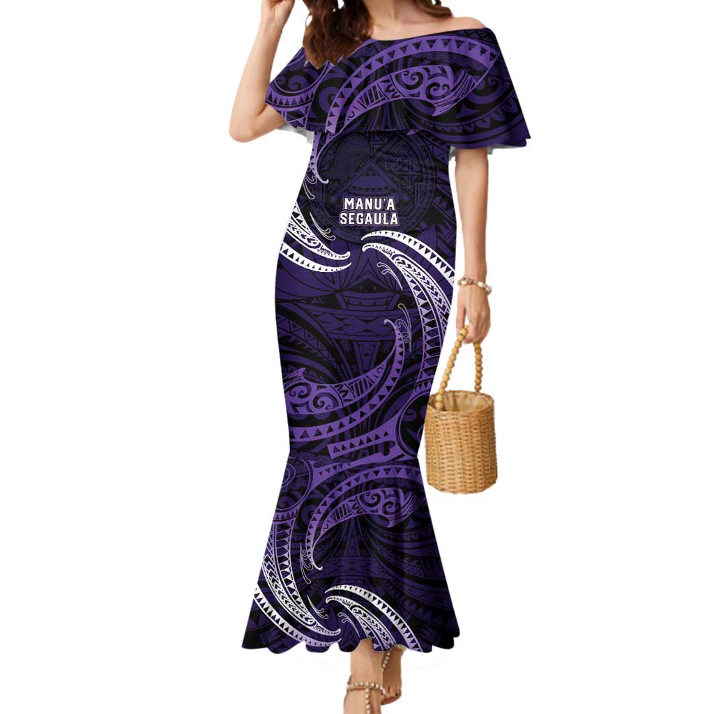 Manua Segaula American Samoa High School Personalized Mermaid Dress Polynesian Wave Style LT9 Women Purple - Polynesian Pride