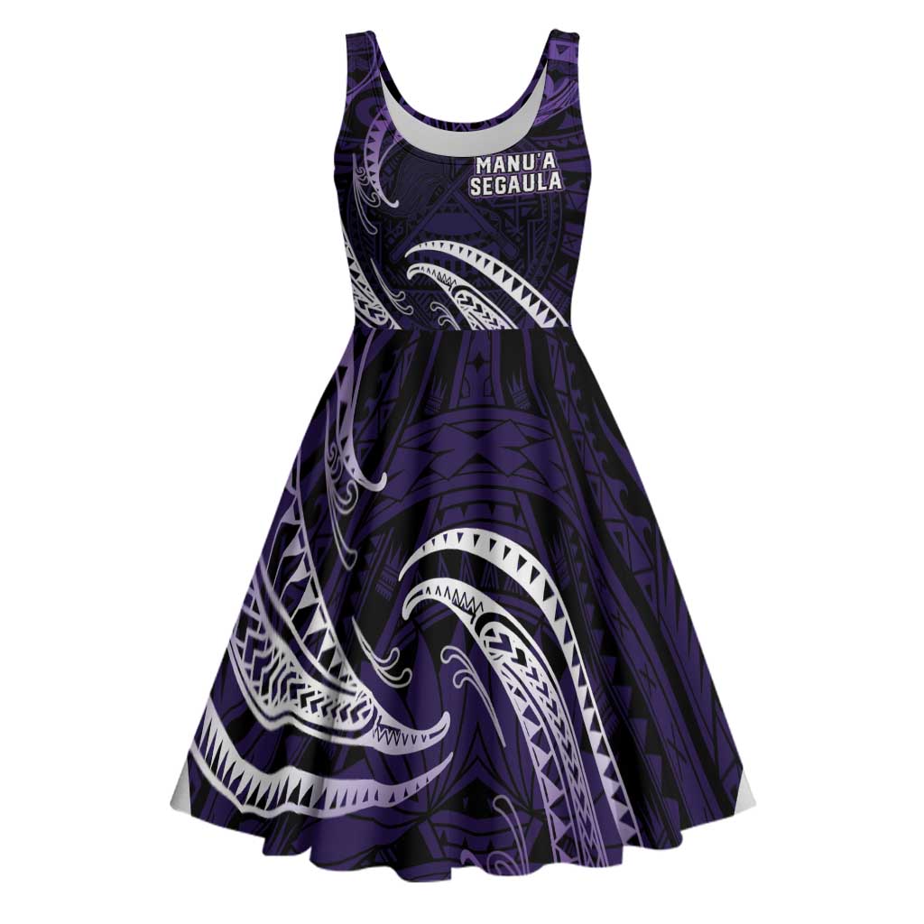 Manua Segaula American Samoa High School Personalized Midi Dress Polynesian Wave Style LT9 Purple - Polynesian Pride