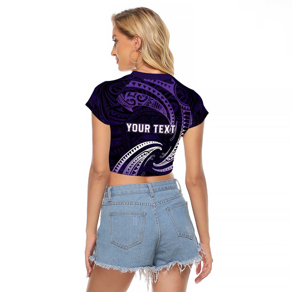 Manua Segaula American Samoa High School Personalized Raglan Cropped T Shirt Polynesian Wave Style LT9 - Polynesian Pride