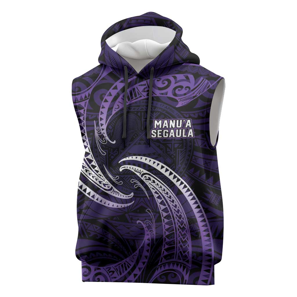 Manua Segaula American Samoa High School Personalized Sleeveless Hoodie Polynesian Wave Style LT9 Purple - Polynesian Pride