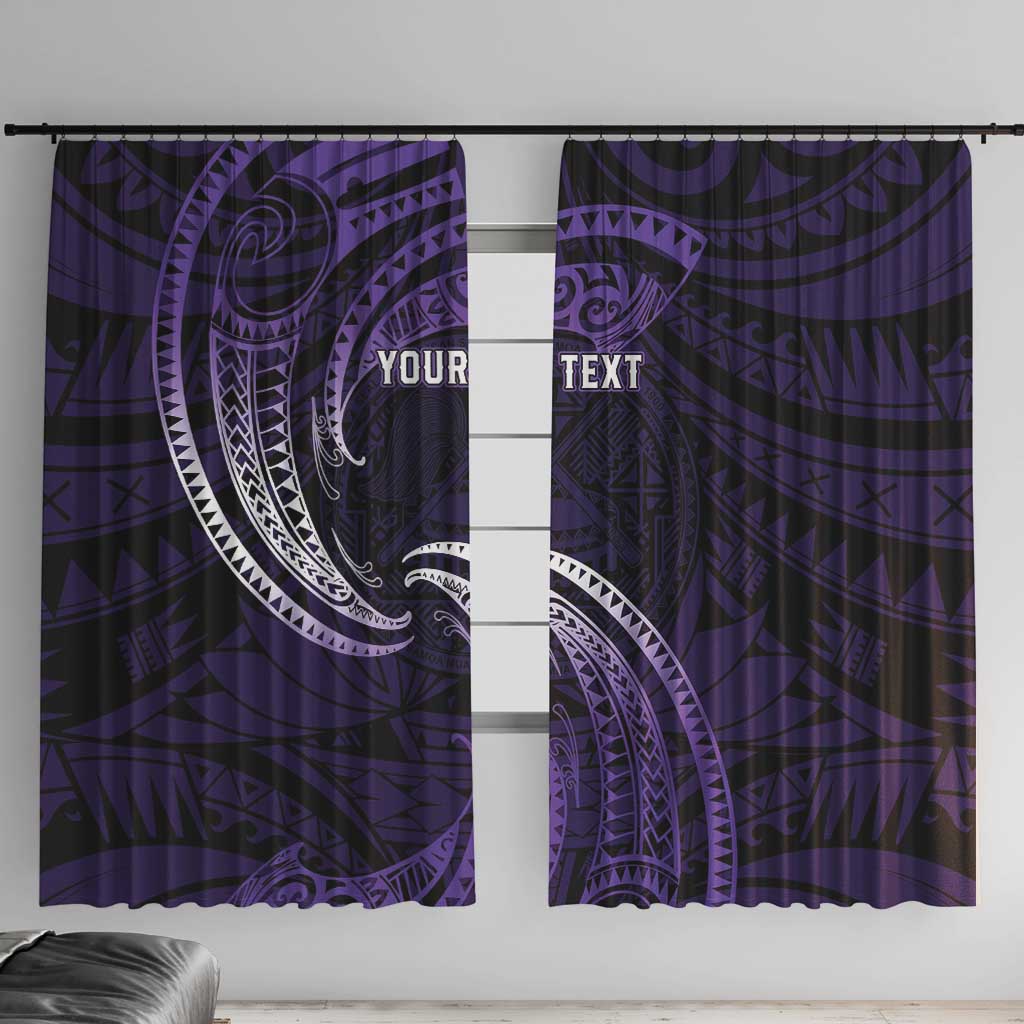 Manua Segaula American Samoa High School Personalized Window Curtain Polynesian Wave Style LT9 With Hooks Purple - Polynesian Pride