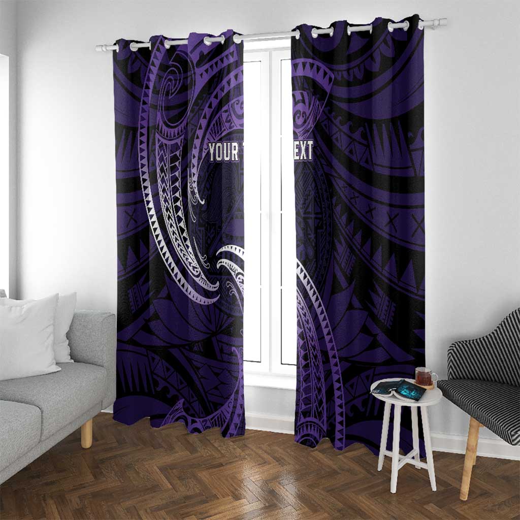 Manua Segaula American Samoa High School Personalized Window Curtain Polynesian Wave Style LT9 With Grommets Purple - Polynesian Pride