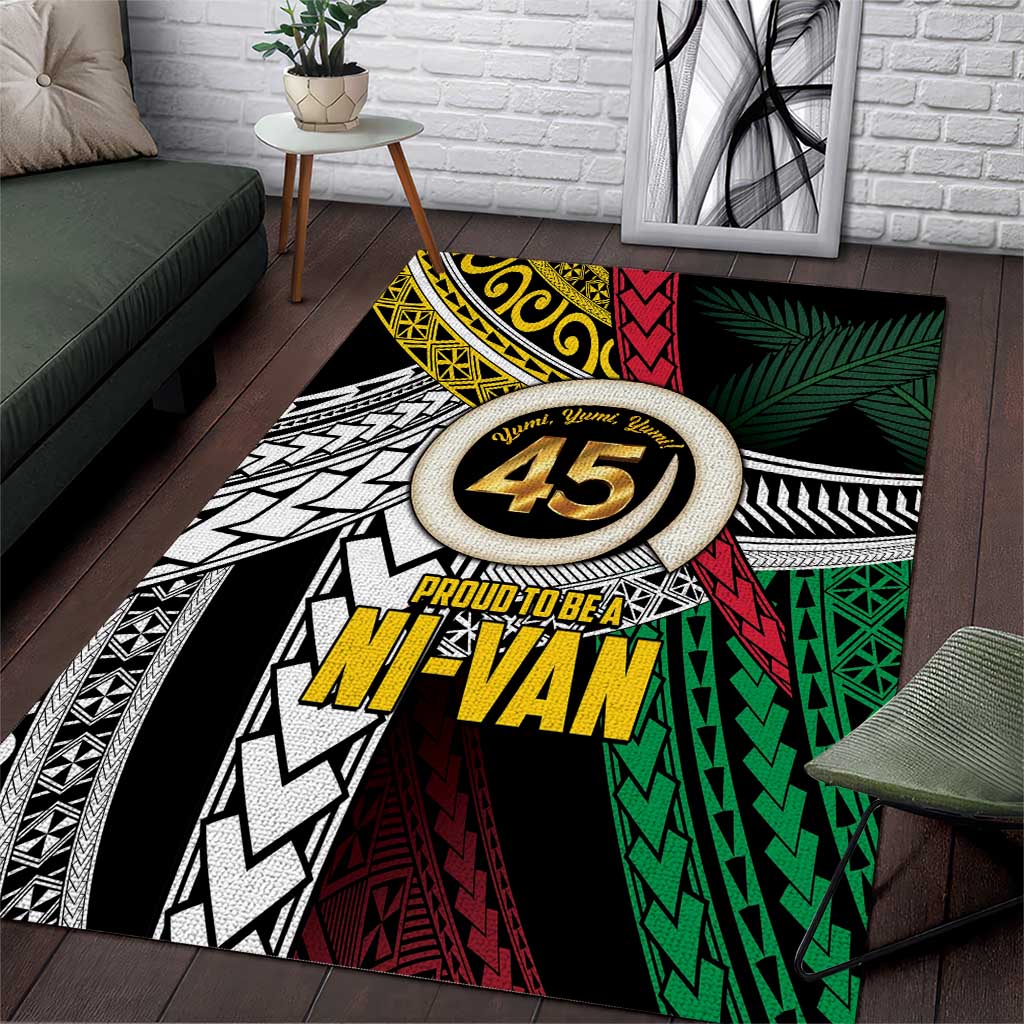 Ni-Van Vanuatu 45th Yumi Yumi Yumi Area Rug Vanuatuan Boar Tusk Polynesian Pattern LT9 Black - Polynesian Pride
