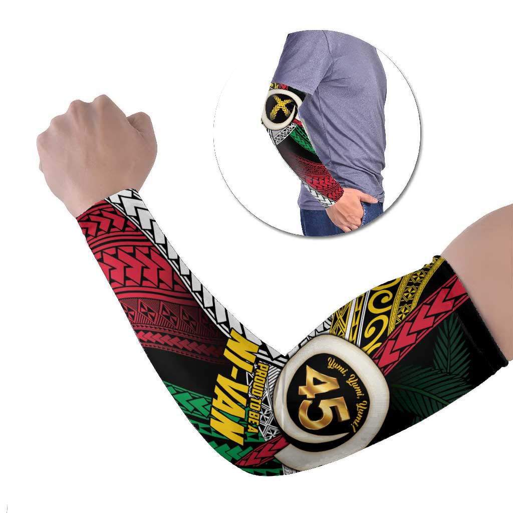 Ni-Van Vanuatu 45th Yumi Yumi Yumi Arm Sleeves Vanuatuan Boar Tusk Polynesian Pattern LT9 Set of 2 Black - Polynesian Pride