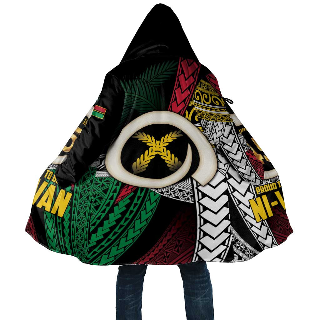 Ni-Van Vanuatu 45th Yumi Yumi Yumi Cloak Vanuatuan Boar Tusk Polynesian Pattern LT9 Unisex Black - Polynesian Pride