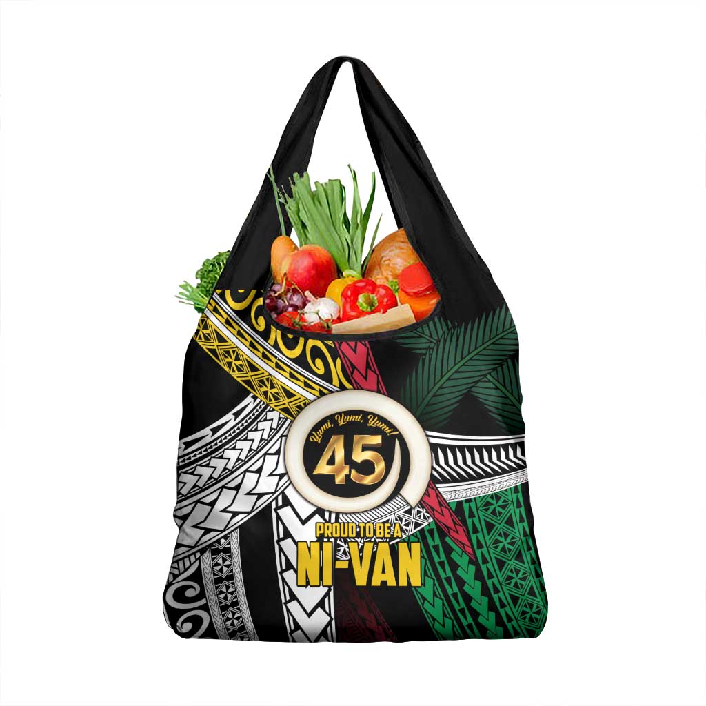 Ni-Van Vanuatu 45th Yumi Yumi Yumi Grocery Bag Vanuatuan Boar Tusk Polynesian Pattern LT9 1-pack One Size Black - Polynesian Pride