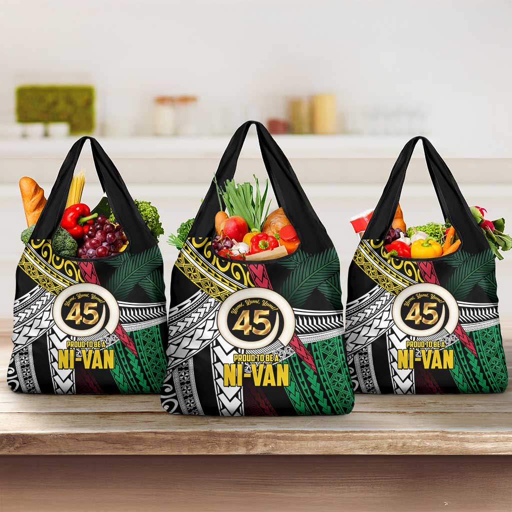 Ni-Van Vanuatu 45th Yumi Yumi Yumi Grocery Bag Vanuatuan Boar Tusk Polynesian Pattern LT9 3-pack One Size Black - Polynesian Pride