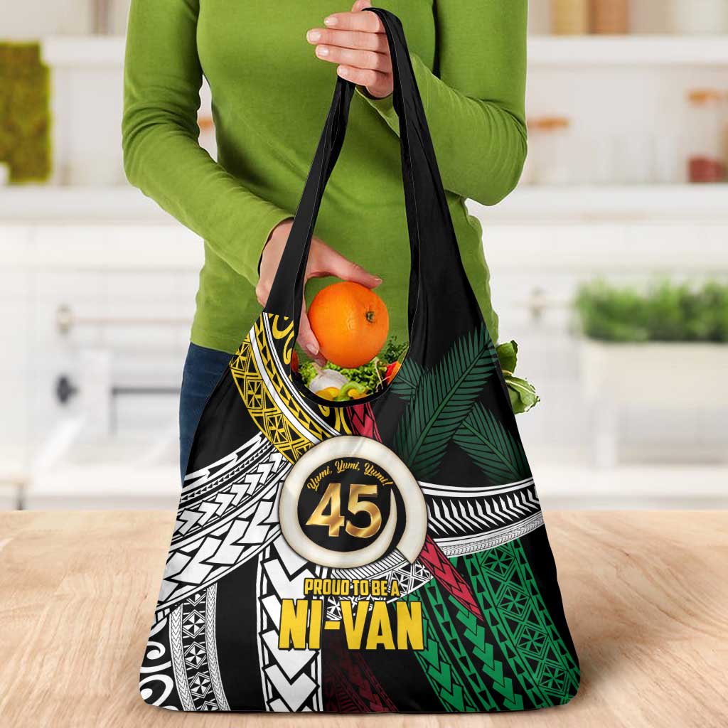 Ni-Van Vanuatu 45th Yumi Yumi Yumi Grocery Bag Vanuatuan Boar Tusk Polynesian Pattern LT9 - Polynesian Pride