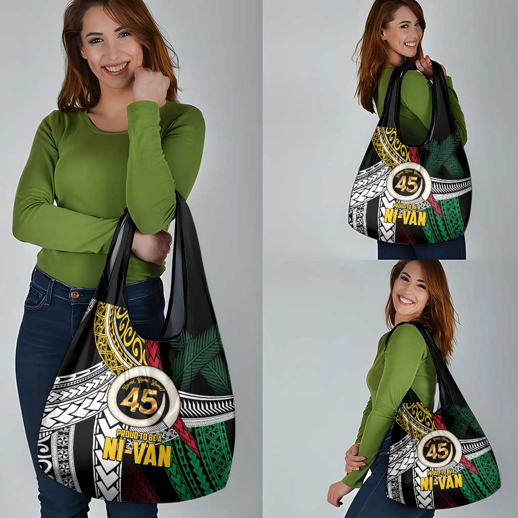 Ni-Van Vanuatu 45th Yumi Yumi Yumi Grocery Bag Vanuatuan Boar Tusk Polynesian Pattern LT9 - Polynesian Pride