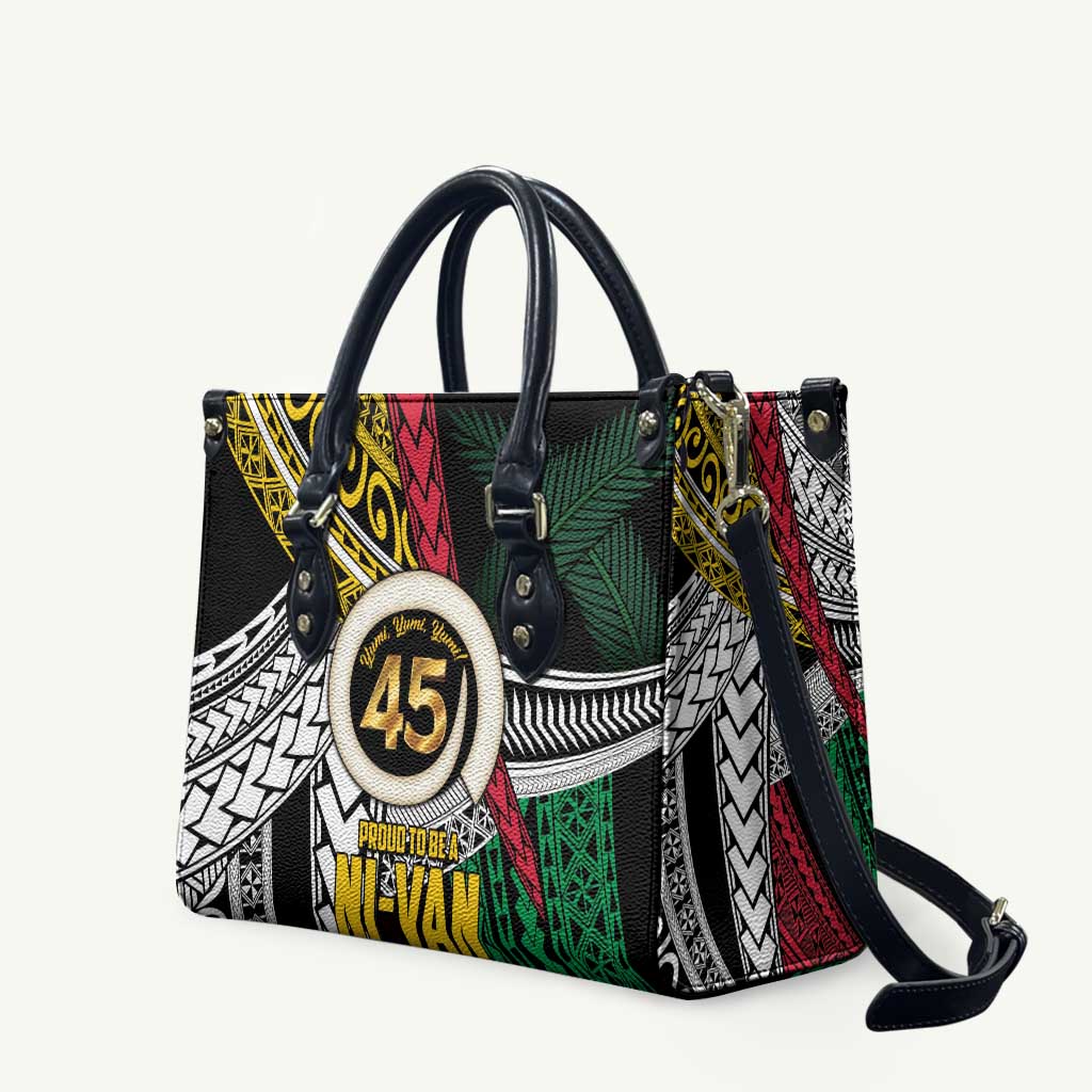 Ni-Van Vanuatu 45th Yumi Yumi Yumi Leather Bag Vanuatuan Boar Tusk Polynesian Pattern LT9 Black - Polynesian Pride