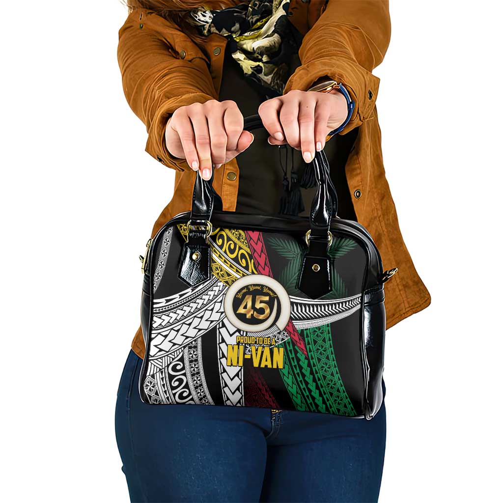 Ni-Van Vanuatu 45th Yumi Yumi Yumi Shoulder Handbag Vanuatuan Boar Tusk Polynesian Pattern LT9 One Size Black - Polynesian Pride