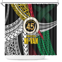 Ni-Van Vanuatu 45th Yumi Yumi Yumi Shower Curtain Vanuatuan Boar Tusk Polynesian Pattern LT9 Black - Polynesian Pride