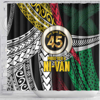 Ni-Van Vanuatu 45th Yumi Yumi Yumi Shower Curtain Vanuatuan Boar Tusk Polynesian Pattern LT9 - Polynesian Pride