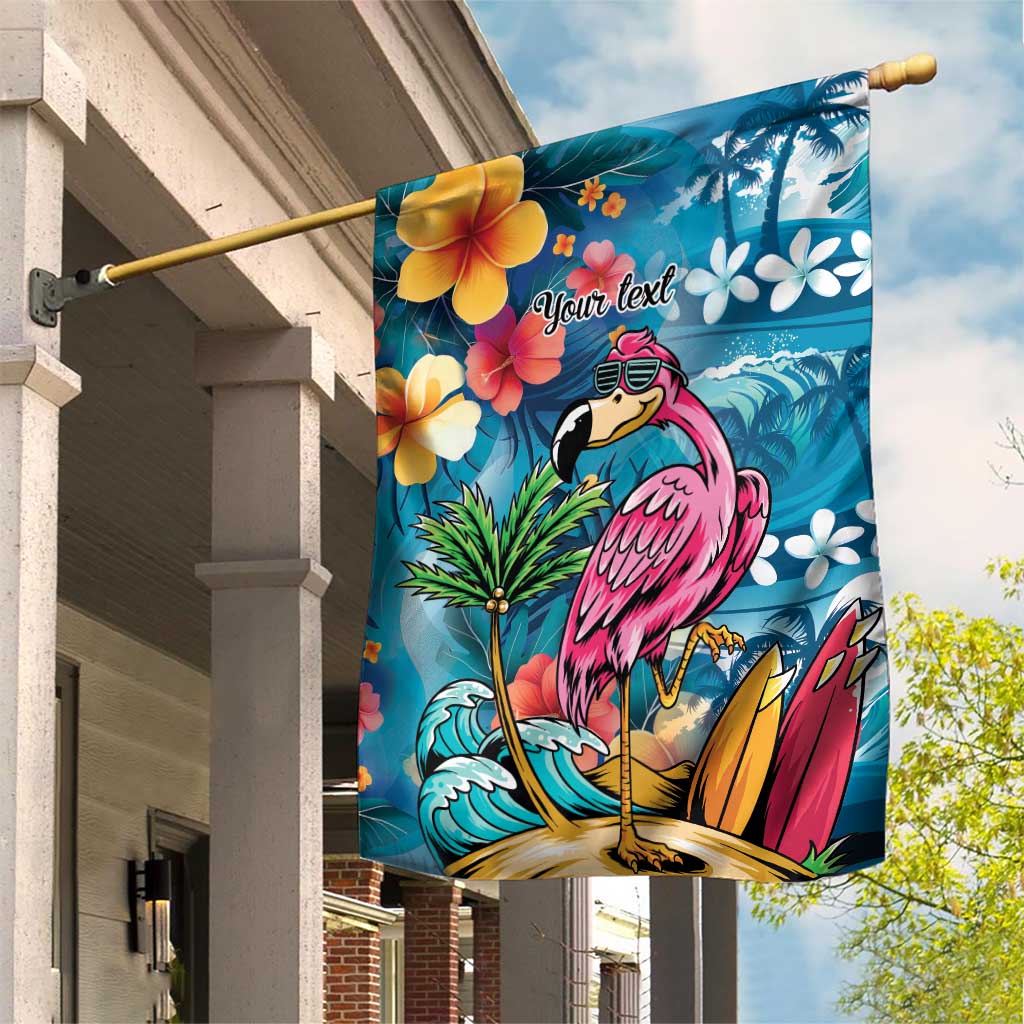 Hawaiian Flamingo Hibiscus Personalised Garden Flag Blue Summer Tropical Flowers LT9 House Flag Blue - Polynesian Pride