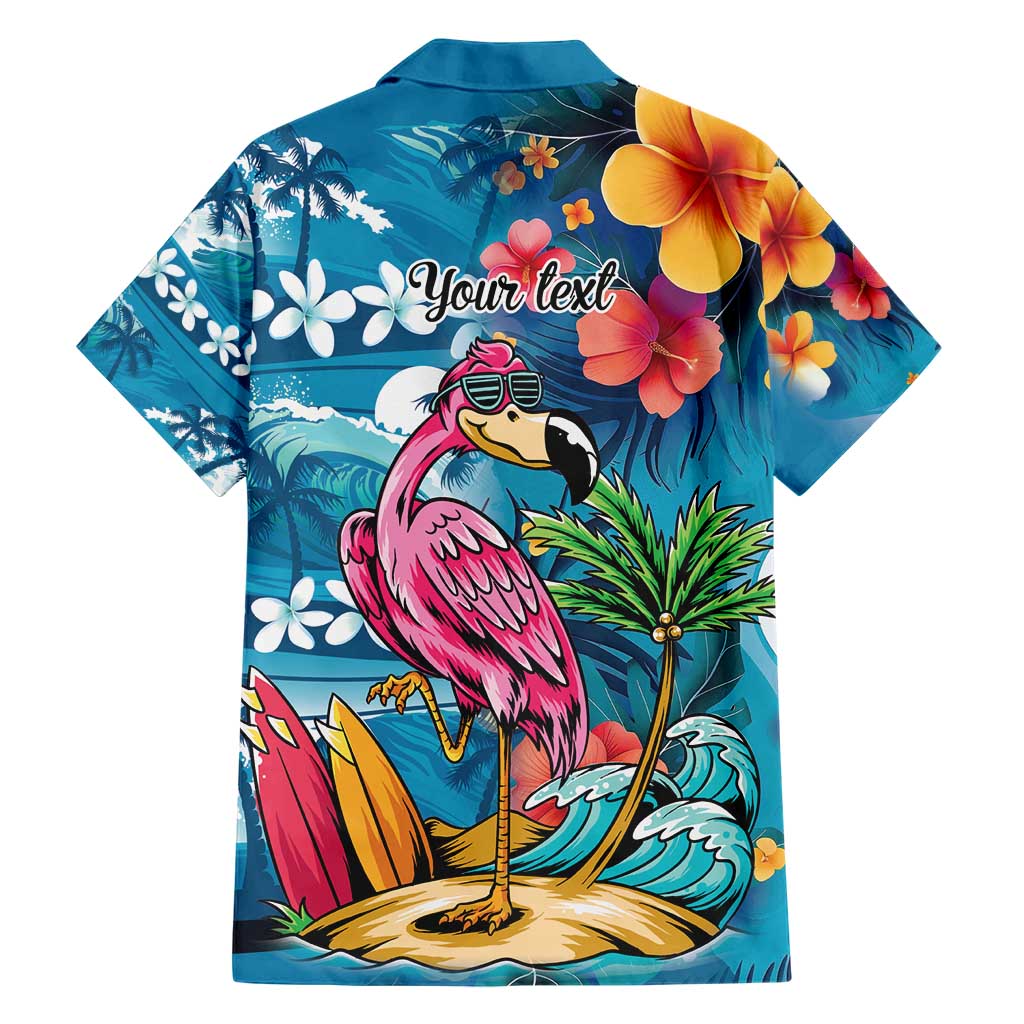 Hawaiian Flamingo Hibiscus Personalised Hawaiian Shirt Blue Summer Tropical Flowers LT9 - Polynesian Pride