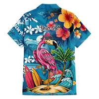 Hawaiian Flamingo Hibiscus Personalised Hawaiian Shirt Blue Summer Tropical Flowers LT9 - Polynesian Pride