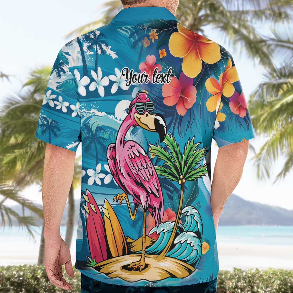Hawaiian Flamingo Hibiscus Personalised Hawaiian Shirt Blue Summer Tropical Flowers LT9 - Polynesian Pride