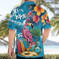 Hawaiian Flamingo Hibiscus Personalised Hawaiian Shirt Blue Summer Tropical Flowers LT9 - Polynesian Pride