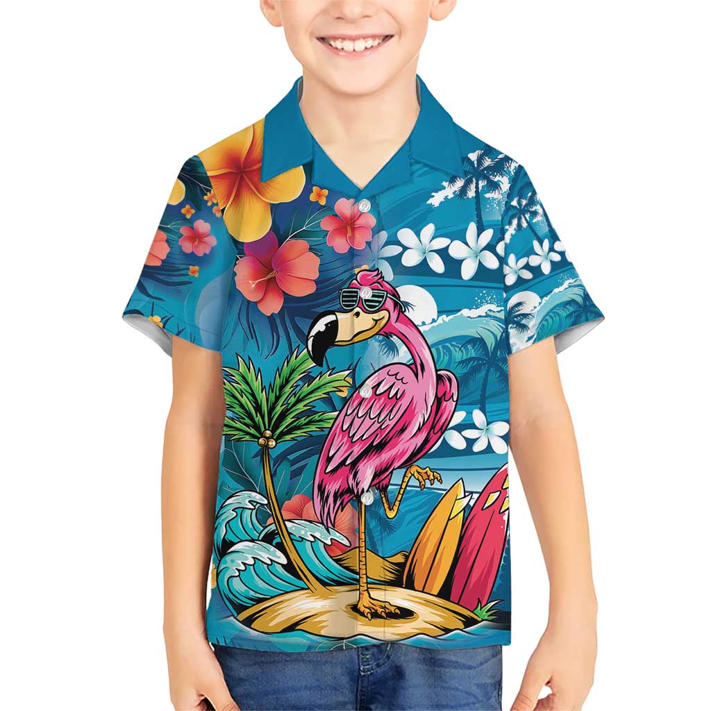 Hawaiian Flamingo Hibiscus Personalised Hawaiian Shirt Blue Summer Tropical Flowers LT9 - Polynesian Pride