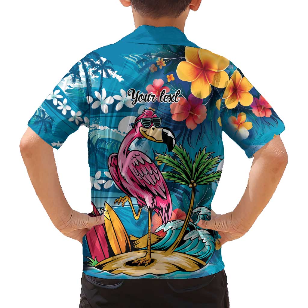 Hawaiian Flamingo Hibiscus Personalised Hawaiian Shirt Blue Summer Tropical Flowers LT9 - Polynesian Pride