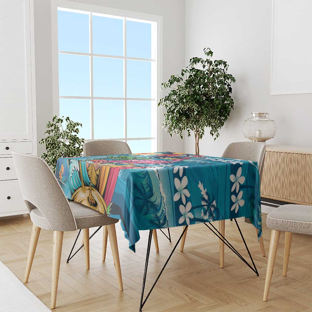 Hawaiian Flamingo Hibiscus Personalised Tablecloth Blue Summer Tropical Flowers LT9 - Polynesian Pride
