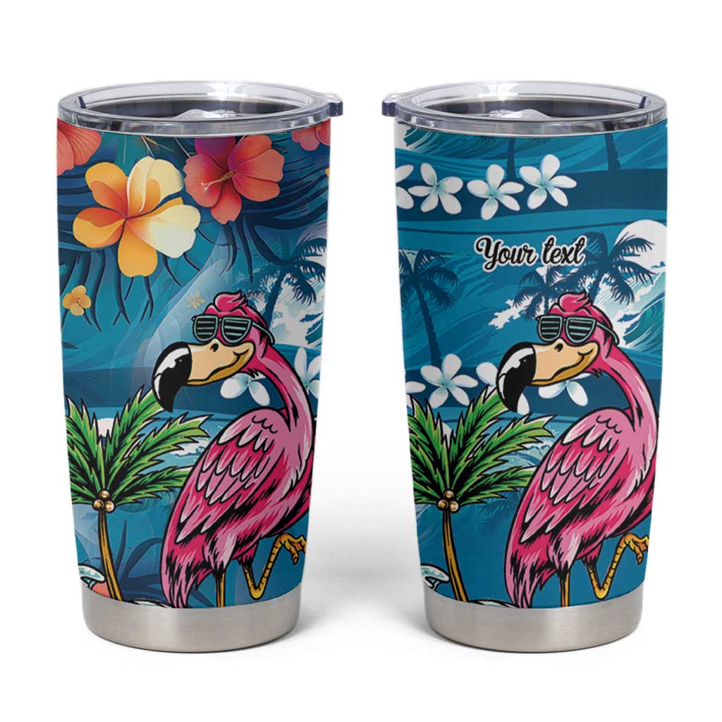 Hawaiian Flamingo Hibiscus Personalised Tumbler Cup Blue Summer Tropical Flowers LT9 Blue - Polynesian Pride