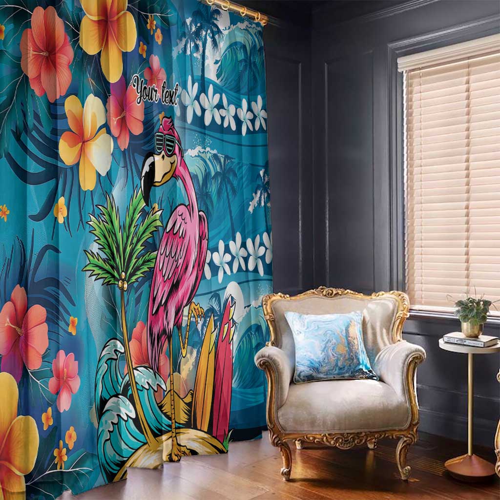 Hawaiian Flamingo Hibiscus Personalised Window Curtain Blue Summer Tropical Flowers LT9 - Polynesian Pride