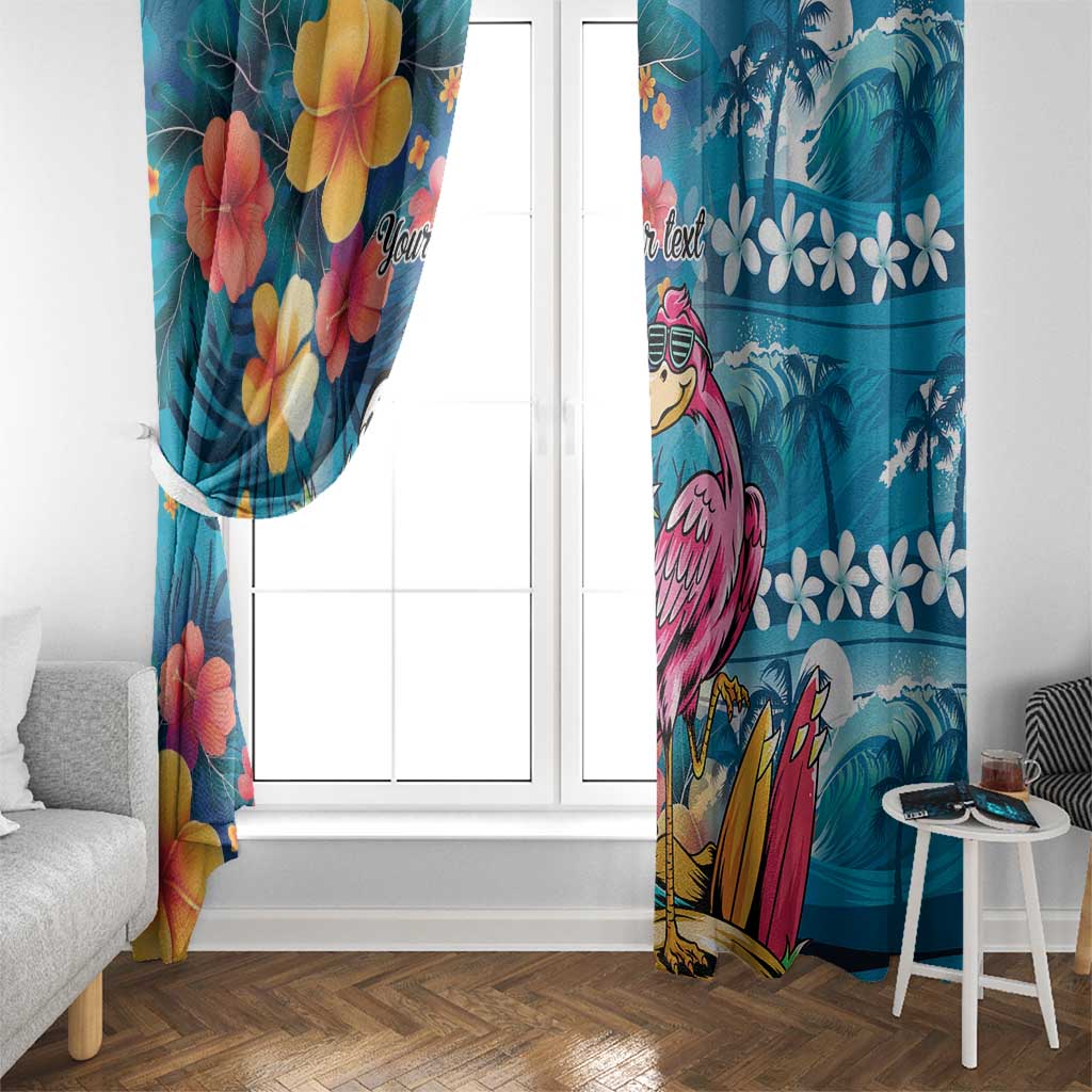 Hawaiian Flamingo Hibiscus Personalised Window Curtain Blue Summer Tropical Flowers LT9 - Polynesian Pride
