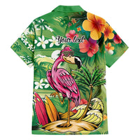 Hawaiian Flamingo Hibiscus Personalised Hawaiian Shirt Green Summer Tropical Flowers LT9 - Polynesian Pride