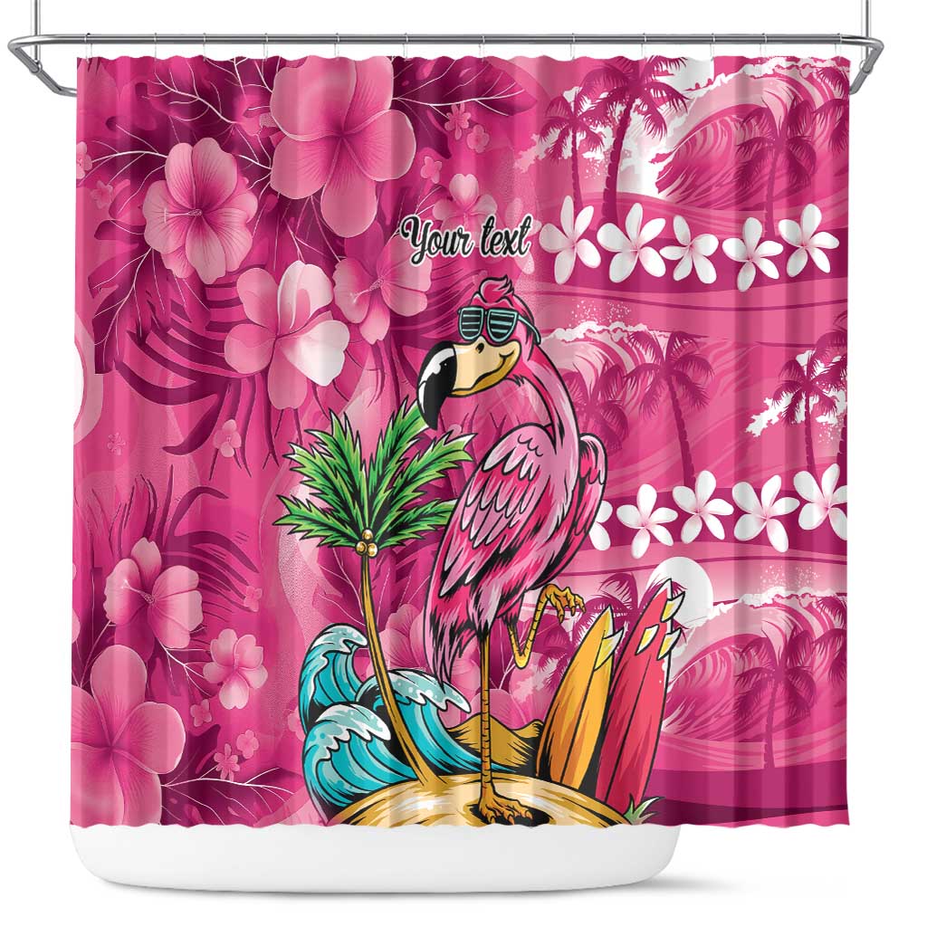 Hawaiian Flamingo Hibiscus Personalised Shower Curtain Pink Summer Tropical Flowers LT9 Pink - Polynesian Pride