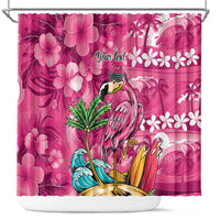 Hawaiian Flamingo Hibiscus Personalised Shower Curtain Pink Summer Tropical Flowers LT9 Pink - Polynesian Pride