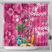 Hawaiian Flamingo Hibiscus Personalised Shower Curtain Pink Summer Tropical Flowers LT9 - Polynesian Pride