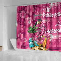 Hawaiian Flamingo Hibiscus Personalised Shower Curtain Pink Summer Tropical Flowers LT9 - Polynesian Pride