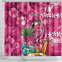Hawaiian Flamingo Hibiscus Personalised Shower Curtain Pink Summer Tropical Flowers LT9 - Polynesian Pride