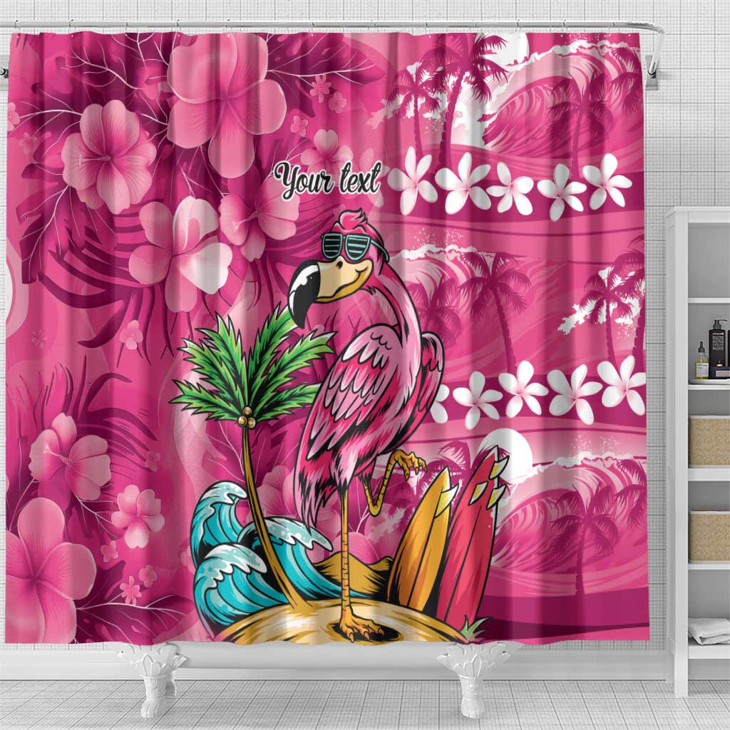 Hawaiian Flamingo Hibiscus Personalised Shower Curtain Pink Summer Tropical Flowers LT9 - Polynesian Pride