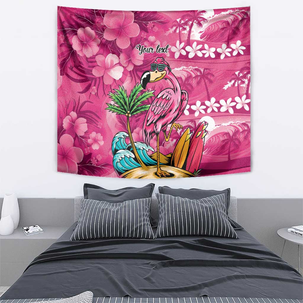 Hawaiian Flamingo Hibiscus Personalised Tapestry Pink Summer Tropical Flowers LT9 - Polynesian Pride