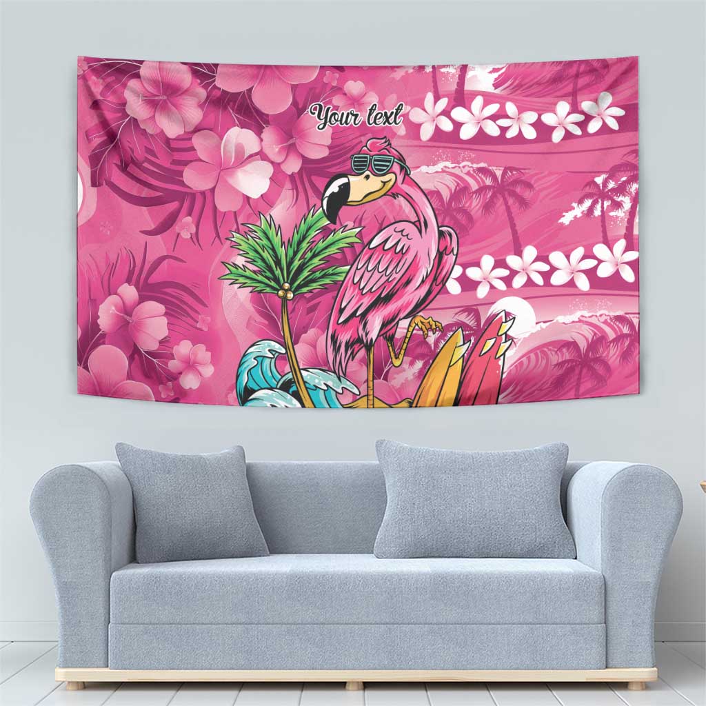 Hawaiian Flamingo Hibiscus Personalised Tapestry Pink Summer Tropical Flowers LT9 - Polynesian Pride