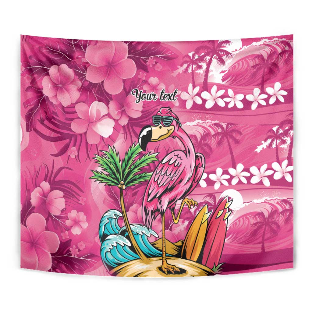 Hawaiian Flamingo Hibiscus Personalised Tapestry Pink Summer Tropical Flowers LT9 - Polynesian Pride
